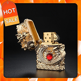 Mua Vỏ Hột Quẹt Bật Lửa Xăng Đá Zorro Z-KJ1001C Phiên Bản Giới Hạn Rồng Vàng Cuộn Ngậm Ngọc Cao Cấp - Dùng Xăng Bấc Đá