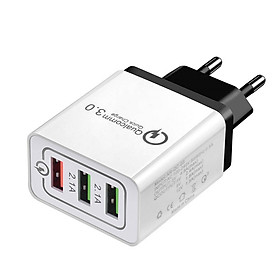Adapter Sạc 3 Cổng USB QC 3.0 Cho iPhone/Samsung