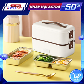 Hộp cơm trắng kết nối điện lưu giữ sức nóng văn chống CTFAST - A08 : Thiết nối tiếp 2 tầng tiện lợi, vật liệu inox 304 thời thượng tương hỗ hấp, nấu nướng chín, thực hiện rét món ăn nhanh chóng chóng