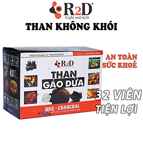 Mua Than nướng BBQ không khói từ gáo dừa thiên nhiên chính hãng R2D hộp 1Kg
