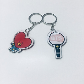 Móc khóa BTS V TATA mica combo 2 móc