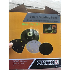 Hình ảnh Giấy nhám tròn , giấy giáp tự dính, giấy ráp tròn lỗ có lông đường kính 180mm, hộp 100 chiếc