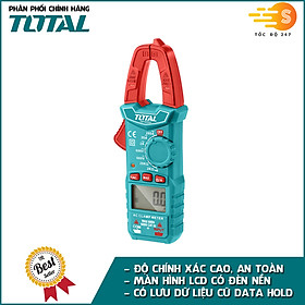 Đồng hồ kềm đo điện ampe AC kỹ thuật số TOTAL TMT42002 - độ chính xác cao, màn hình LCD 2000 số đếm, có đèn nền ban đêm, có kèm pin