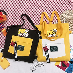 Túi Tote Vải Canvas Nữ Có Khóa Ulzzang Hot Trend Kita Unisex - Mẫu DOG CUTE - Ảnh thật