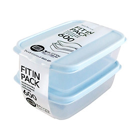 Set 2 hộp nhựa đựng thực phẩm Fitin Pack 600ml nắp dẻo nội địa Nhật Bản