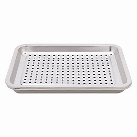 Khay trà KG81 úp ly có lỗ và khay hứng nước inox304 kt 32x22cm - Hàng chính hãng