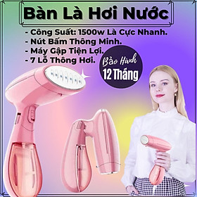 Bàn Là Hơi Nước Cầm Tay Có Thể Gấp Gọn Mang Đi, Công Suất 1500W Giúp Ủi Đồ Siêu Nhanh Với 7 Lỗ Hơi Và Bình Chứa 130ml