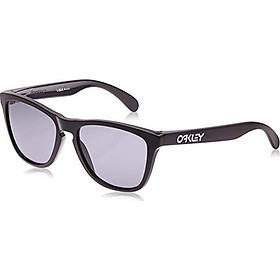 Oakley Men's OO9013 Frogskins Square Sunglasses, Polished Black Frame/Clear Lens, 55 mm