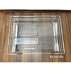 Kệ bát đĩa nan dẹt thương hiệu Gerari chất liệu Inox 304 bóng mờ cao cấp kèm che ray inox