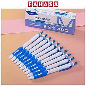 Hộp 10 Bút Gel Minimalist 0.5 mm - Thiên Long GEL-129/PLUS - Mực Xanh - Thân Trắng