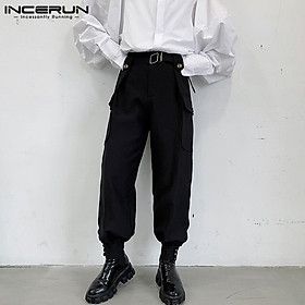 (Korea Style) INCERUN Men Japanese Gothic Punk Loose Harem Pant Casual Loose Cargo Long Trouser