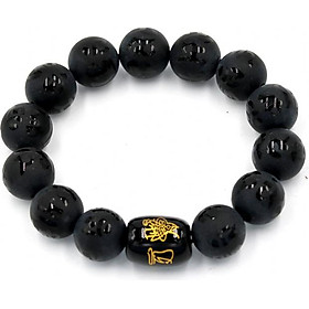 Vòng tay chuối hạt thạch anh phật chú 14 ly Thái tuế phù DTTD12