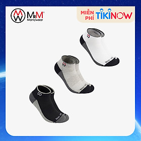 Combo 3 Đôi Tất Vớ Thể Thao, Vớ Đá Banh, Vớ Chạy Bộ Cổ Ngắn, Sợi Cotton Cao Cấp Chống Hôi Chân, Chống Phồng Rộp Chân, Chống Trượt Co Giãn 4 Chiều Mrm Manlywear - MM - Đen Ghi & Trắng
