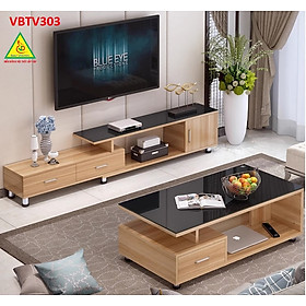 Combo Bộ kệ tivi và bàn trà, bàn sofa phong cách hiện đại sang trọng VBTV303