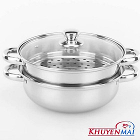 Nồi hấp 2 tầng kèm nắp kính 28cm