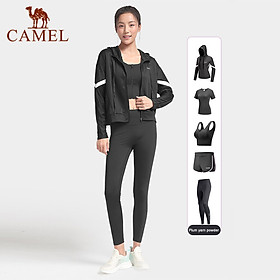 Bộ Đồ Thể Thao Nữ CAMEL 5 cái một Tập chạy buổi sáng quần áo thể thao nhanh khô chuyên nghiệp cao cấp có đệm ngực quần áo yoga khí chất