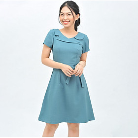 Váy đầm công sở nữ thời trang Eden dáng chữ a cổ phối nút. Kiểu dáng nữ tính. Chất liệu mềm mại, không nhăn - D414