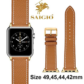 Dây Đồng Hồ Apple Watch 49mm 45mm 44mm 42mm, Chất Liệu Da Bê EPSOM Thảo Mộc Cao Cấp, Nhập Khẩu Từ Châu Âu, Dây Đeo Phong Cách Hiện Đại và Sang Trọng, Tương Thích Các Phiên Bản Series Ultra2/Ultra/SE2/SE/9/8/7/6/5/4/3/2/1