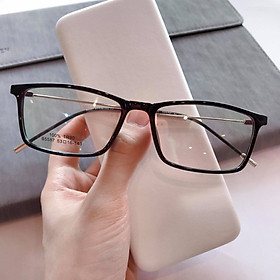 Gọng Kính Nam Nữ Mắt Vuông Hàn Quốc Gọng Kim loại tăm Cao Cấp (Đen) 