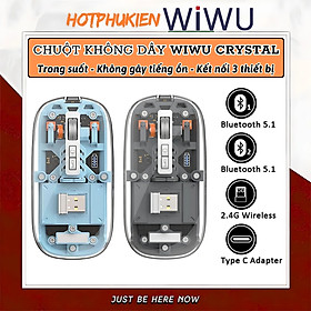 Chuột Không Dây bluetooth 5.1 hiệu WiWU Crystal WM105 - Sạc USB C, Chuột không dây cho MacBook/Laptop, cho iPhone, cho iPad, Nhẹ, Kết Nối 2.4G,, Không Độ Trễ, silend mode (im lặng), thiết kế trong suốt lợ cơ - Hàng nhập khẩu - Đen