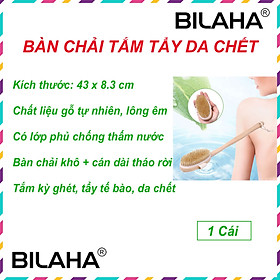 Bộ 5 Món Cây Tắm Chà Lưng Cán Gỗ Tự Nhiên, Cọ Lưng Tắm Tẩy Tế Bào Chết, Gậy Tắm Massage Cơ Thể Sạch (Hàng Chính Hãng)