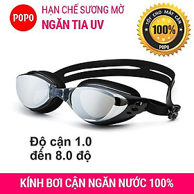 Kính bơi cận thị có độ từ 1,0 đến 8.0 cản UV POPO sử dụng cho người lớn nam nữ trẻ em, cho bé từ 8 tuổi