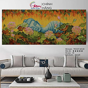 Tranh Treo Tường Trang Trí Đức Phật Hoa Sen Tự Tô Màu Theo Số khổ lớn 60x120cm KHÔNG KHUNG TN3107