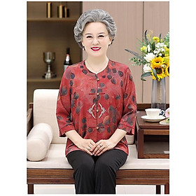 Áo sơ mi cao cấp người già trung niên cho bà cho mẹ, lá phong mới