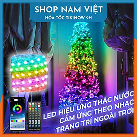 Dây Led Đom Đóm RGB Hiệu Ứng Thác Nước, Quấn Cây Thông Noel, Trang Trí Ngoài Trời, Cảm Nhạc, Điều Khiển App - Chính Hãng NAVIVU