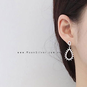 Khuyên tai bạc hình giọt nước đính đá sang trọng
