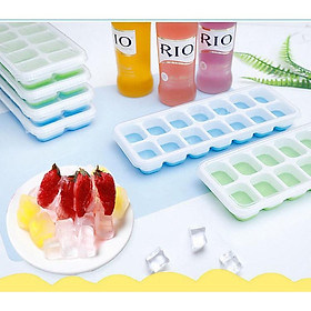 Mua Khay Đá 14 Viên Đế Mềm Silicon Có Nắp Đậy Trong Suốt