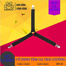 Mua Set 4 kẹp ga giường có lớp đệm cao su Lidaco cố định drap chống xê dịch chất liệu inox không gỉ (Giao màu ngẫu nhiên)