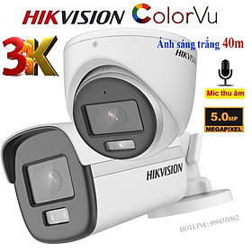 Camera Hikvision 5.0Mp TVI có màu ban đêm Colorvu ,tích hợp Micro ghi âm thanh-Hàng chính hãng