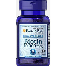 Puritans Pride Biotin 10000 Mcg Softgels, 100 Count