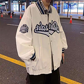 Áo Khoác Bomber Varsity Jacket Dù 2 Lớp STURDUR Form Rộng Nam Nữ Unisex Cúc Bấm - Trẻ Trung Năng Động Ulzzang - TRẮNG - L