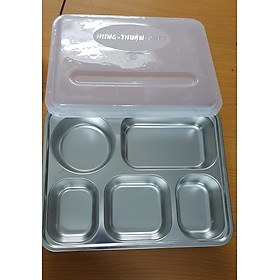 Mua Khay đựng thức ăn   khay cơm inox 201 dày 0.7 mm – 5 ngăn SLN   KT: 28X22X4 CM