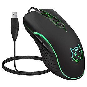 Wired Gaming Mouse LED RGB Backlit Mute PC Laptop 2400DPI Optical Mice