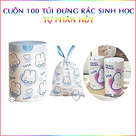 Mua Cuộn 100 Túi Đựng Rác Sinh Học Siêu Dai Có Dây Rút Chống Rò Rỉ Nước