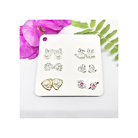 Bộ 6 đôi bông tai nữ thời trang mẫu mới phong cách đơn giản