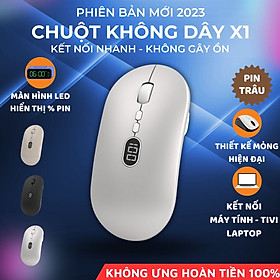 Chuột Máy Tính Không Dây X1 USB 2.4GHz Thiết Kế Mỏng Hiện Đại Pin Sạc Có Màn Hình Hiển Thị Pin-Hàng Chính Hãng