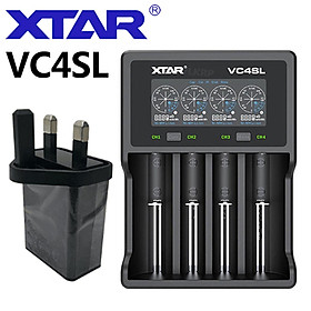 XTAR VC4SL được nâng cấp và mở rộng Bộ sạc thông minh, đầu vào USB loại C, Màu sạc QC3.0 hỗ trợ: VC4SL-UK-QC-plug