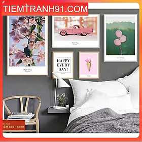 Tranh treo tường - Bộ 5 tranh canvas Bắc Âu hiện đại 04 , tranh canvas giá rẻ