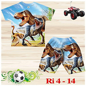 Đồ bộ bé trai, bộ cộc tay cho bé trai hình Khủng long bigsize 18-36KG chất thun lạnh Thái cực mềm mát