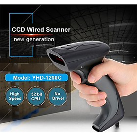 Máy quét mã vạch có dây YHD 1200C 1D đọc mã vạch Barcode(1D) dùng dây trực tiếp cắm cổng USB Máy tính, Laptop - Hàng Nhập Khẩu - Máy kèm đế