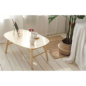 Mua Bàn trà sofa xuất Hàn mặt bàn kiểu ovan gỗ cao su tự nhiên tuyển chọn 80cmx50cm