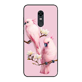 Ốp Lưng in cho Xiaomi Redmi 5 Plus Mẫu Chim Vẹt Nền Hồng - Hàng Chính Hãng