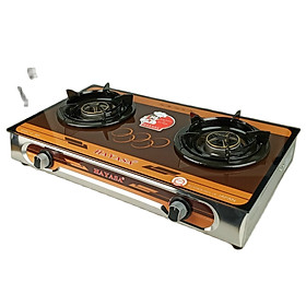 Mua Bếp ga đôi kiếng cường lực cao cấp dày 7li  mâm rời  đầu đốt đồng Hayasa-8600  sơn tĩnh điện sạch sẽ-hàng chính hãng