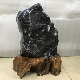Đá tự nhiên, trụ đá màu đen Cao 55 cm, nặng 38 kg cho người mệnh Mộc và mệnh Thủy damenhmoc