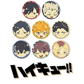 Combo 8 huy hiệu HAIKYUU - VUA BÓNG CHUYỀN anime chibi dễ thương