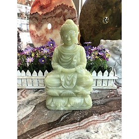 Tượng Phật A Di Đà ngồi đài sen đá ngọc Onyx - Cao 30 cm